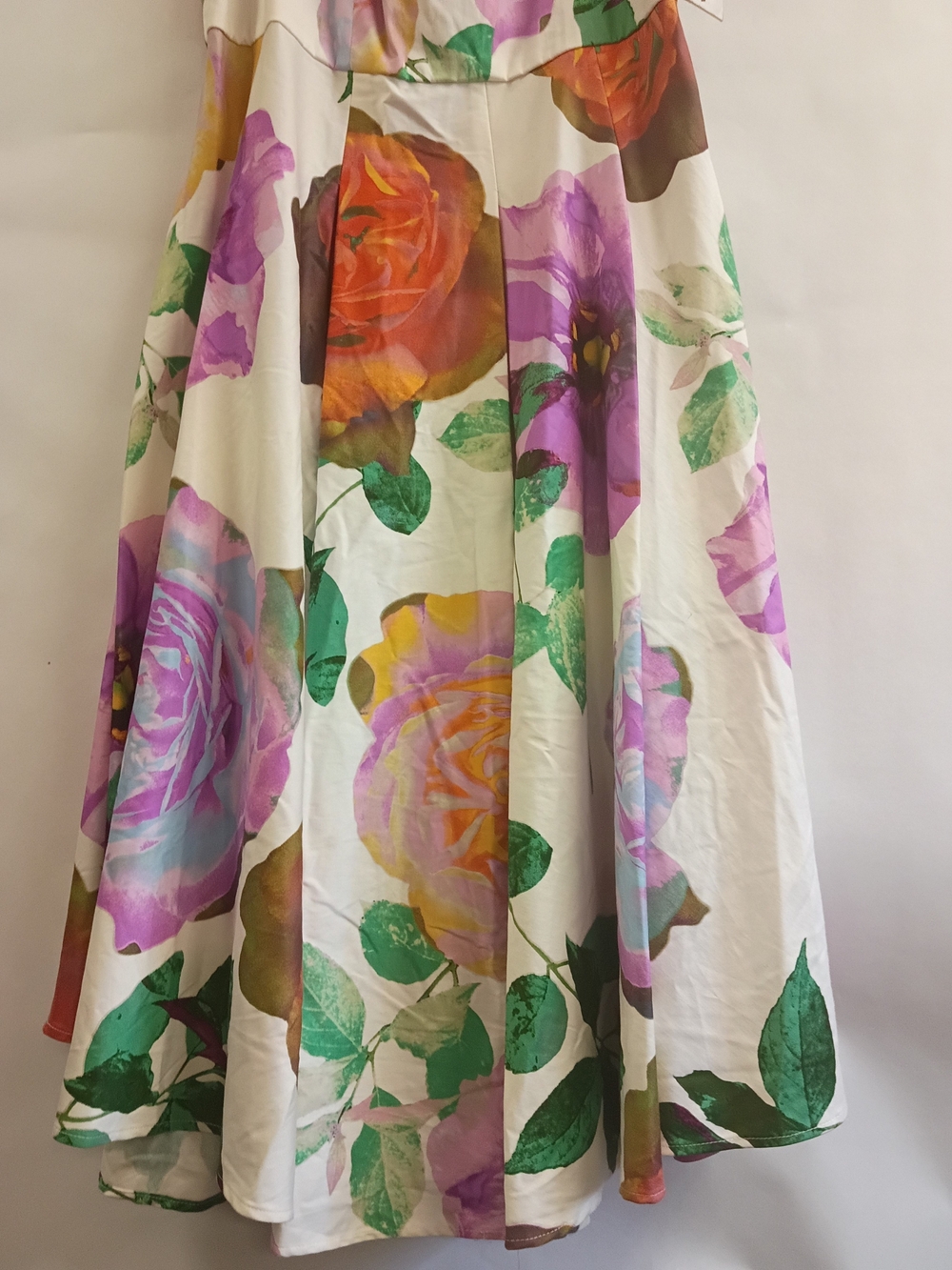 Calvin Klein Floral Midi Dress in Cream, Purple, Pink, Orange, Green - Picture 6 of 6
